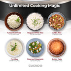 Cuckoo 3 Cup Dry Induction Heating Pressure Rice Cooker with Micom Logic Tech, Nonstick Pot, Warmer, 16 Menu Modes and Voice Guide in Gold (CRP-EHSS0309FG)