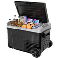 Simzlife 12V Car Refrigerator, 37QT Electric Cooler DC/AC, -4�H~68�H, RV Freezer Fridge Cooler with Wheels & 2 Baskets