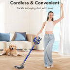 Cordless Stick Vacuum Cleaner, 18Kpa Powerful Suction, Smart LED Display, for Pet Hair, Hard Floors & Low-Pile Carpets