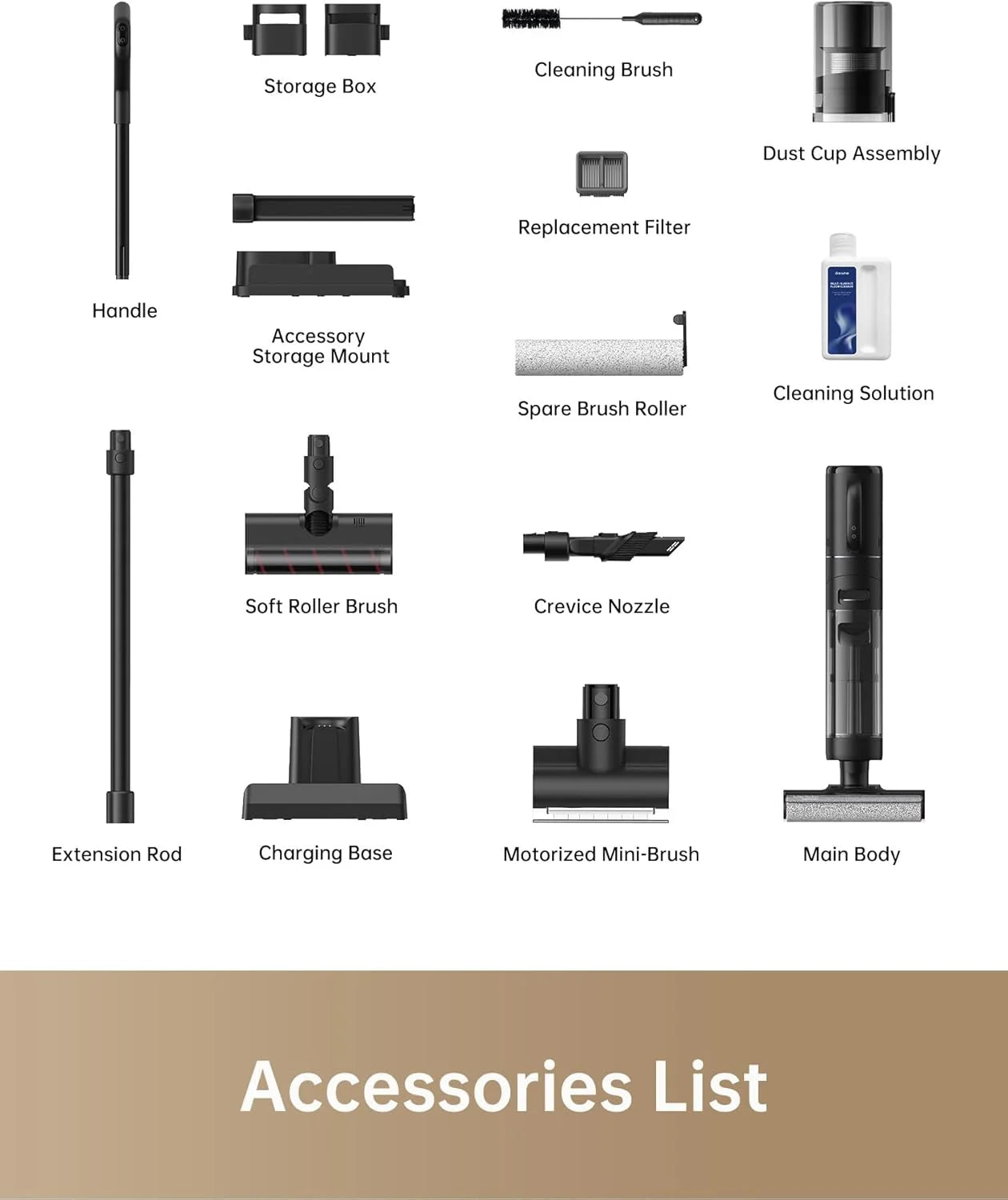 Dreame H12 Pro 900ml, 300W HP Wet Dry Vacuum Cleaner for Hard Floors with Accessories Included