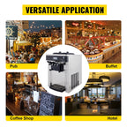 SIHAO 1200W Commercial Ice Cream Machine Countertop 18L/H Soft Serve Ice Cream Maker with LED Display