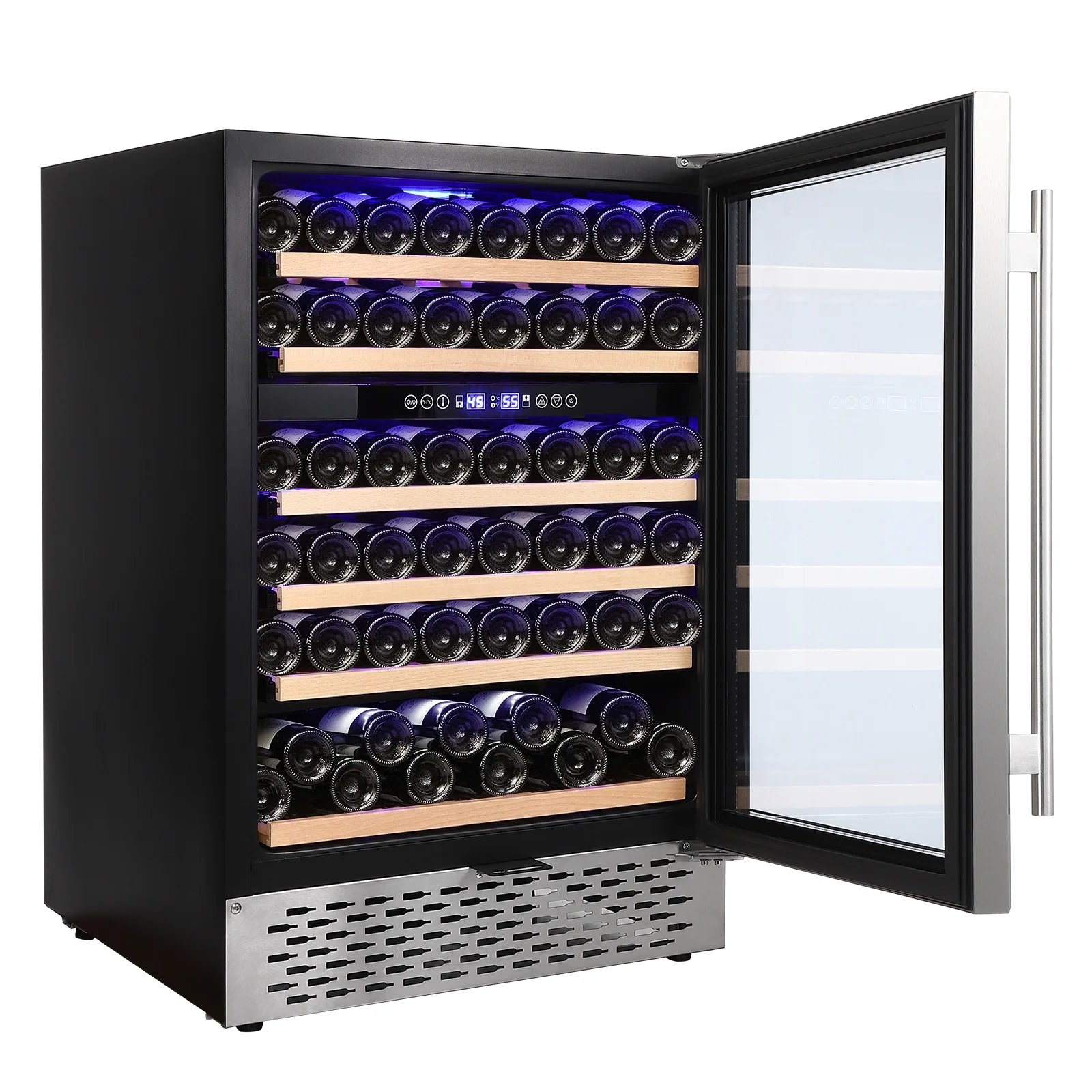 Garvee 24 Bottle Freestanding Wine Cooler Refrigerator with Glass Door for Bar, Party, Winery, Black