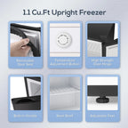 KNDKO Upright Freezer, 1.2cu.ft Mini Freezer with Adjustable Thermostat & Removable Shelves, Stand Up Freezer for Home/Office/Dorm, White