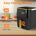8.5 QT Air Fryer, 8-In-1 Air Fryer Oven With Digital Touch Screen, Visual Window, 1750W, Dishwasher-Safe & Nonstick, Fit For 1-3 People