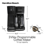 Hamilton Beach 2-Way Programmable Iced/Hot Coffee Maker, Single-Serve and 12 Cup Glass Carafe, 47501J