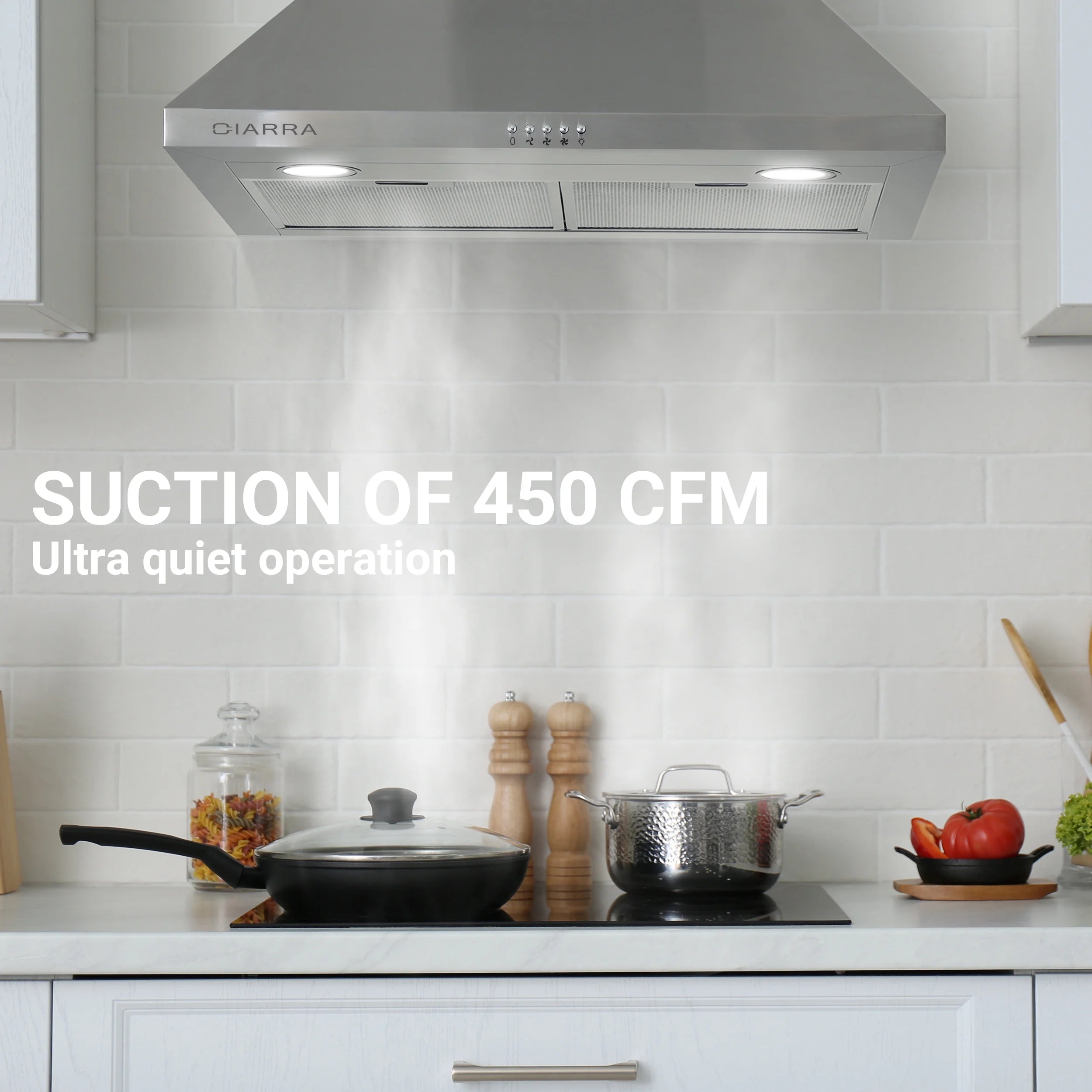 CIARRA Black Range Hood 30 inch Wall Mount Vent Hood Ductless Ducted Convertible CAB206P75
