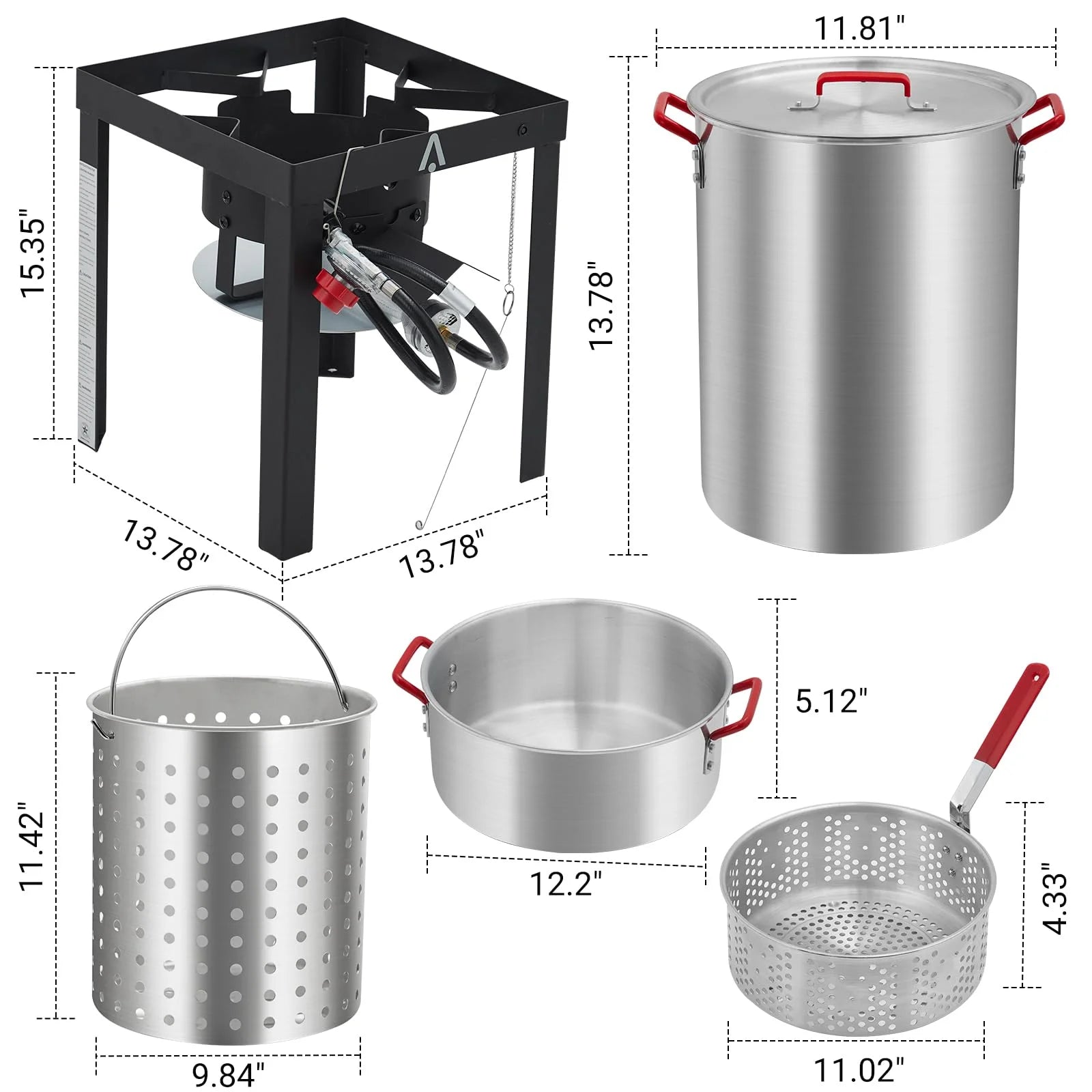 Soonbuy 30 QT Turkey Fryer Cooker Set and 10 QT Kit,50,000 BTU Aluminum Turkey Deep Fryer and Propane Burner Kit,Outdoor Propane Deep Fryers Stove Burner Stand,Baskets,Marinade Injector, Thermometer