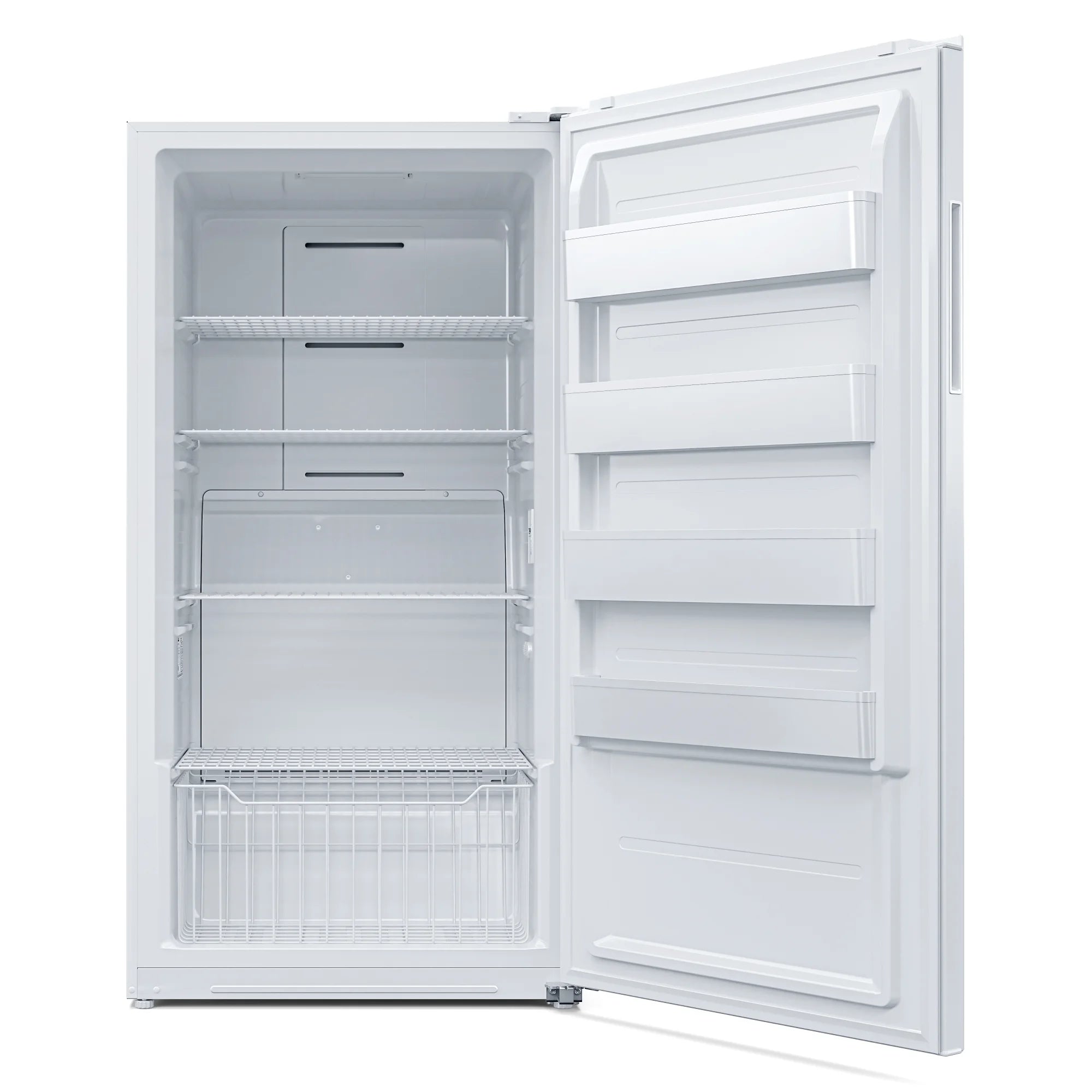 Upright Freezer/Refrigerator Convertible, 2-in-1 Appliance, Home, Dorm, and Garage Ready Fridge/Freezer Storage for Fresh or Frozen Food and Drinks, Wire Shelves and Drawer White (RUF-17C)