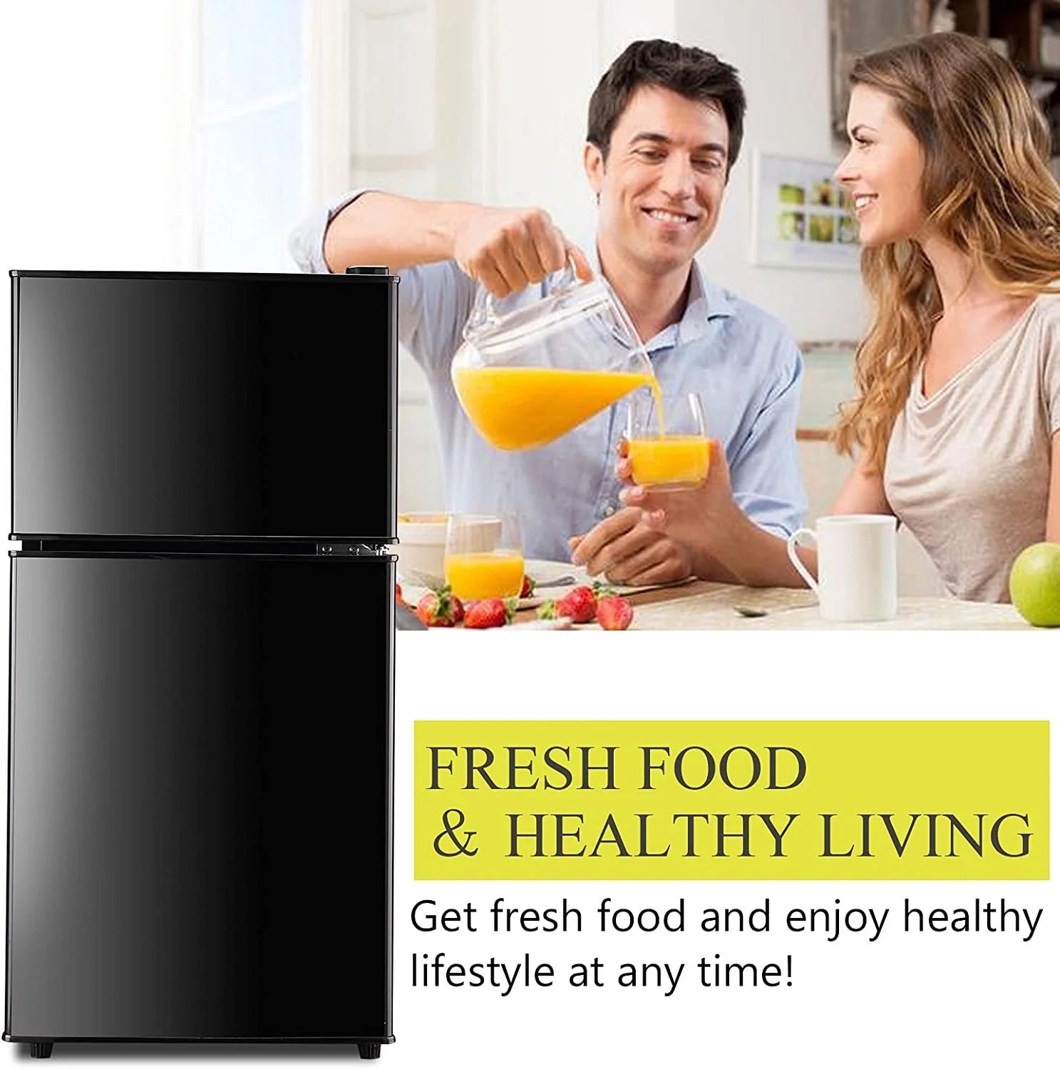 GGTB 3.0 Cu.ft Two Door Small Refrigerator with Freezer, Compact Retro Mini Refrigerator for Dorm, Office, Bar, RV, Bedroom, Red