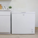 Koolatron Large Chest Freezer, 7.0 cu ft (195L),Manual Defrost Deep Freeze, Storage Basket, Space-Saving Flat Back, Stay-Open Lid, Front-Access Drain, White