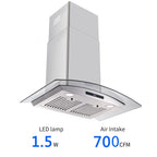 Joeaonz 30-Inch Wall Mount Range Hood with 3-Speed Ventilation and Dishwasher-Safe Filters, 700 CFM, 120V