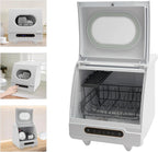 Portable Countertop Dishwasher, 1200W Mini Dishwasher with 12 Water Outlets and 360° Spraying Cleaning, White Fully Automatic Dishwashing Machine for Homes, Dormitories, Recreational Vehicle