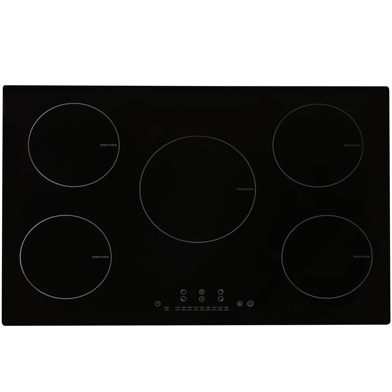 KFFKFF Electric Range, 5 Elements, 30'' Built-in Induction Cooking Surface, 9200W, 9 Power Settings, LED Display, Safety Lock & Heat Guard