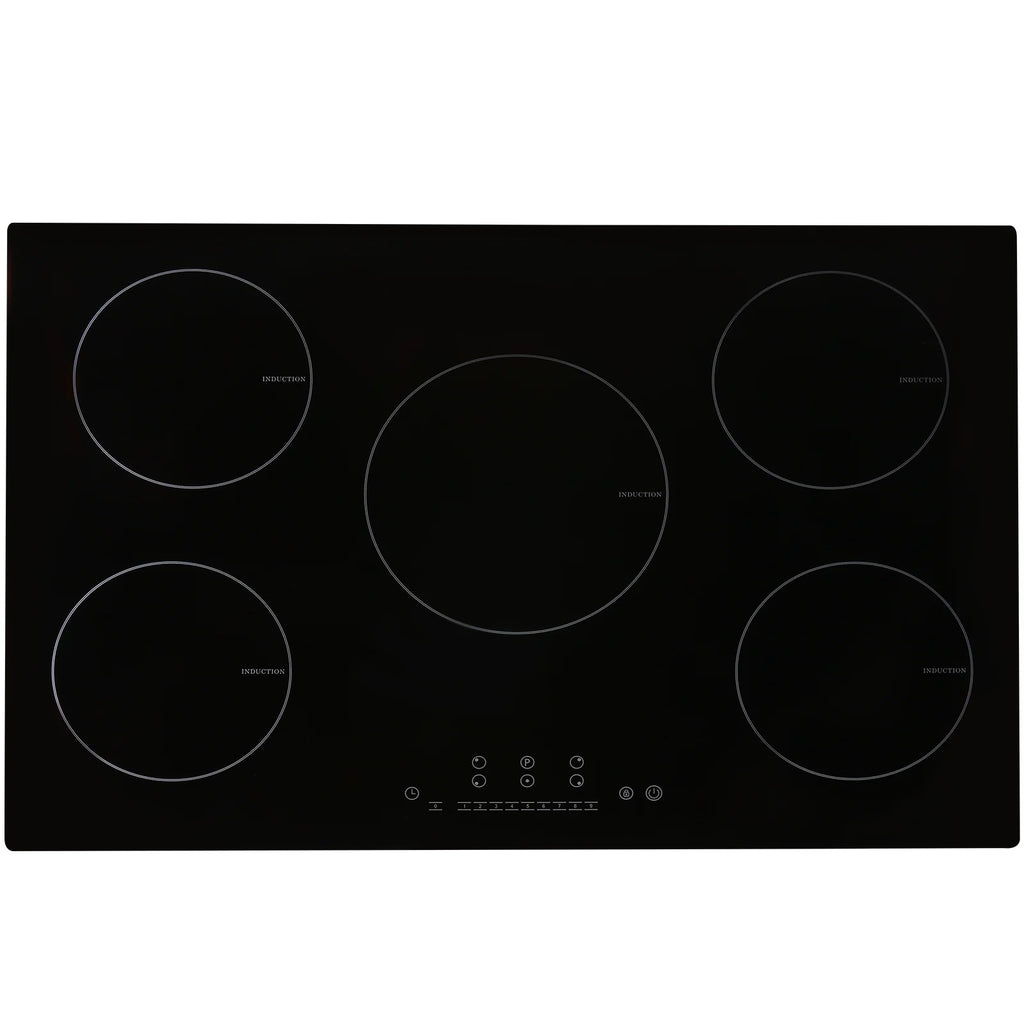 KFFKFF Induction Cooktop, 5 Heating Elements, 30'' Electric Stove, Integrated Magnetic Cooktop 9200W, 9 Heat Settings, LED Touch Display with Child Safety Lock & Overheat Protection