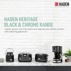 Haden Heritage 1500 1.7 Electric Kettle, Matte Black Finish with Copper Accents