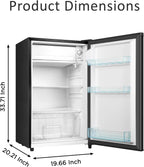 Seaoola Mini Fridge with Freezer, Single Door 4.4 Cu.Ft, Compact Mini Refrigerator, LED Light, Adjustable Thermostat, Removable Glass Shelves, Small Refrigerator for Dorm/Office/Bedroom(Black)