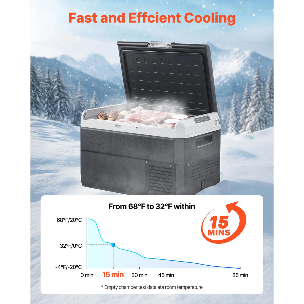 VEVOR Portable Car Refrigerator 42 Qt, 12V Portable Freezer with Single Zone, 12/24V DC & 110-240V AC Electric Cooler with -4�H-68�H Cooling Range, for Car Truck Vehicle RV Boat Outdoor & Home use