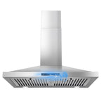 New 30 Inch Stainless Wall-Mounted Kitchen Range Hood 3-Speed Fan Exhaust Vent Gesture/Touch 120V