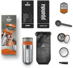 Pipamoka Portable Coffee Maker, Coffee brewer, All-in-one Vacuum Pressured .Insulated Travel Mug, Hand Powered and  Pressure Brewer, Stainless Steel Thermo Cup, 10 fl oz