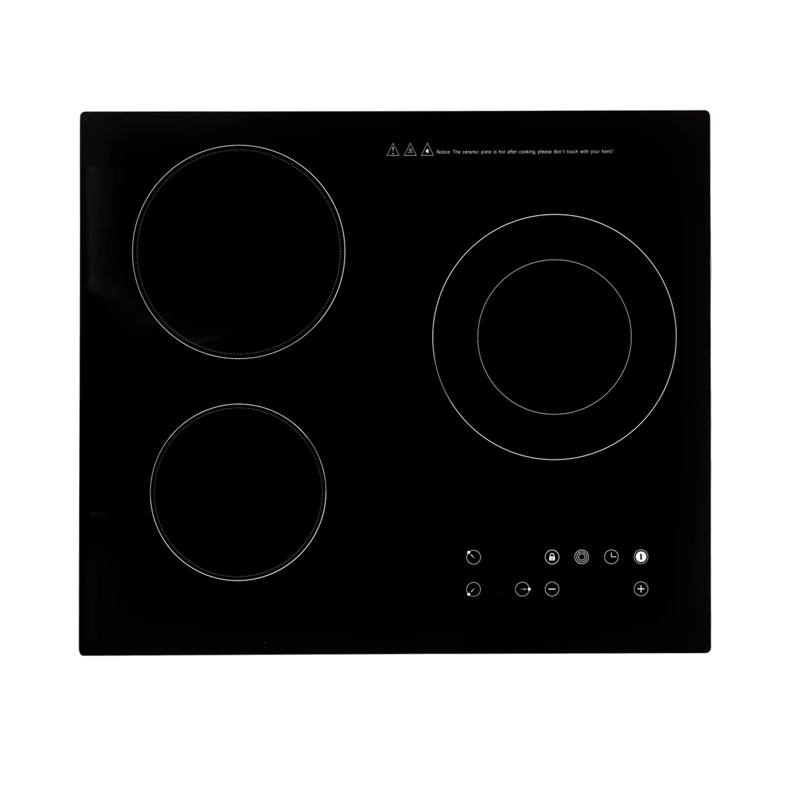 Electric Ceramic Cooktop, 24inch 3 Burners Electric Cooktop with Time Adjustable Function 9 Heating Levels Electric Stove Top