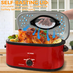 Superjoe 26QT Electric Roaster Oven, Stainless Steel, Self-Basting Lid Removable Insert Pot, Black