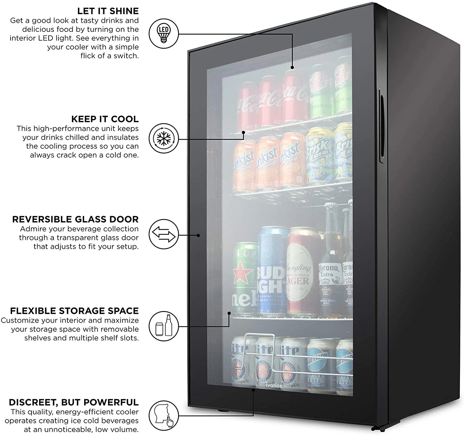 Ivation 101-Bottle Wine Cellar, Freestanding Mini Fridge - Stainless Steel