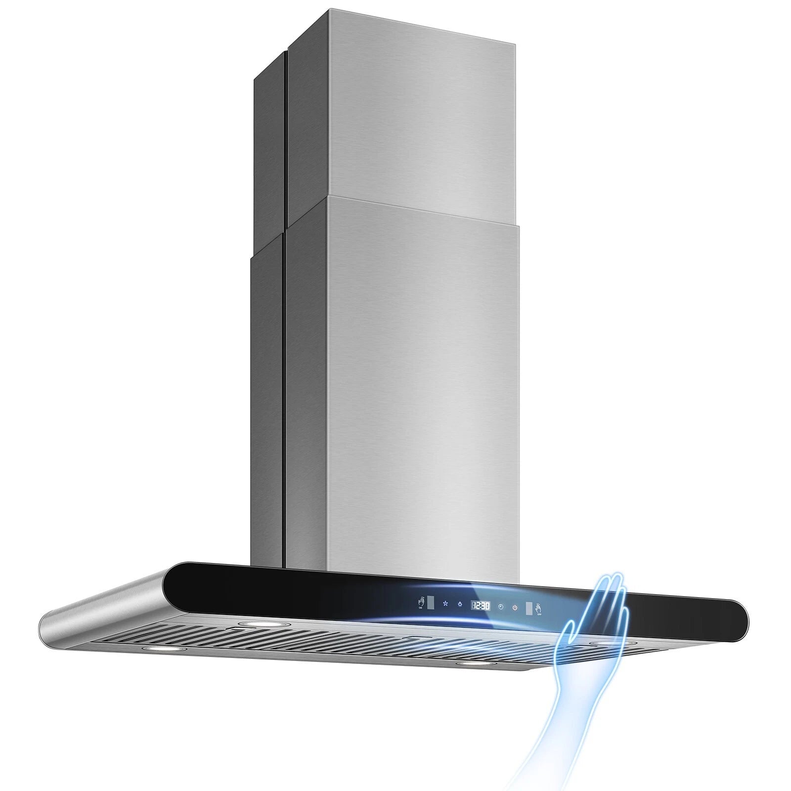 Island Range Hood 36 Inch, 700 CFM kitchen Hood with Dual-Sided Touch/Gesture/Remote Control, Ceiling Mount, Convertible Ducted/Ductless, 3-Speed Fan, 3 Stainless Steel Baffle Filters