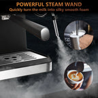Bluebow Espresso Machine 20 Bar, 1.5L Water Tank Pressure Gauge Milk Frother Steam Coffee Maker, Silver