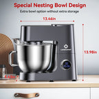 LINKChef 7.4 Quart Stand Mixer, 800W 12-Speed Tilt-Head Food Mixer, Kitchen Electric Mixer with Dough Hook, Wire Whip & Beater