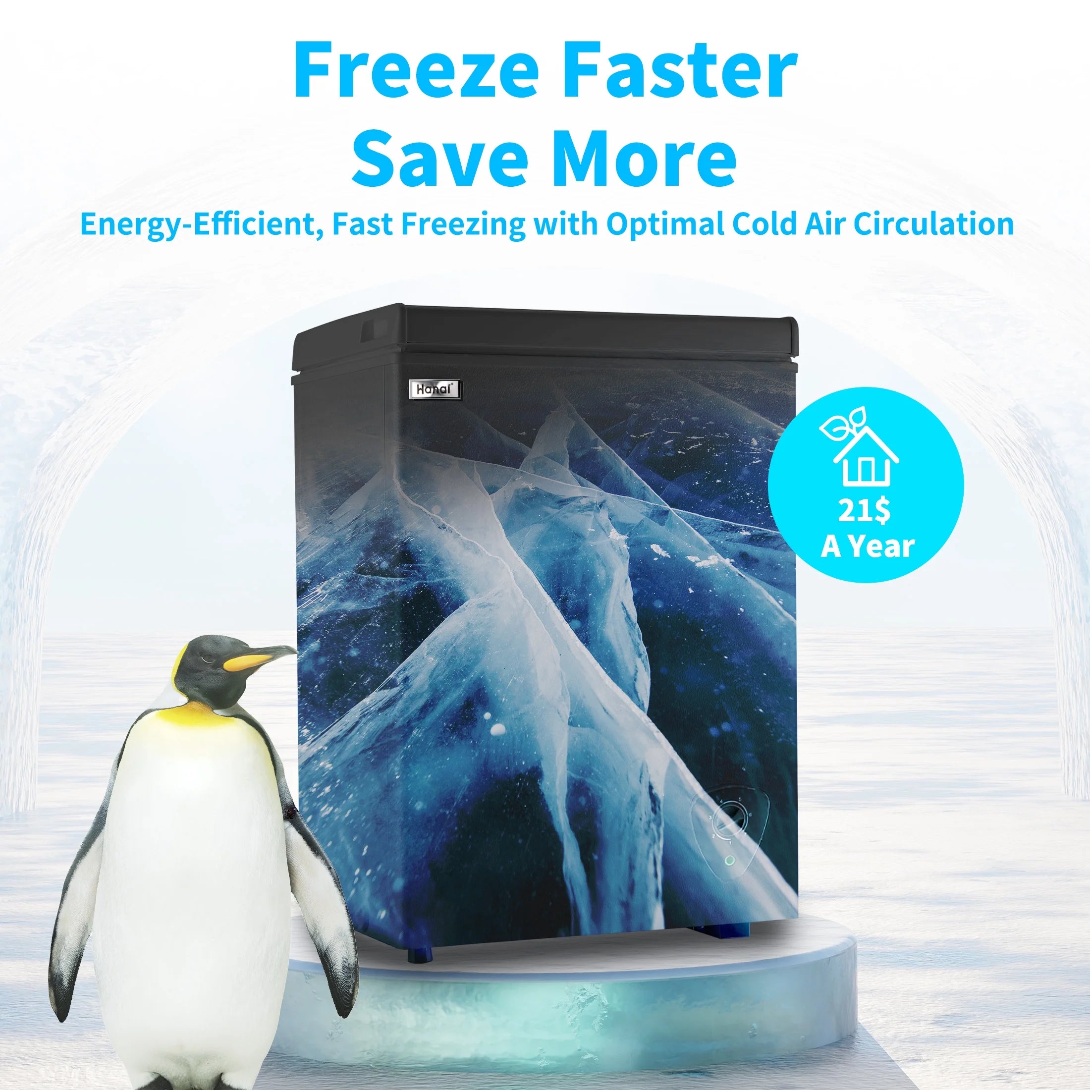 3.5 Cubic Chest Freezer, Compact Deep Freezer with Top Open Door and Removable Storage Basket, 7 Gears Temperature Control, Energy Saving, for Office Dorm or Apartment