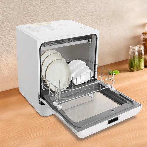 6.8L/1.8 Gallon Rectangular White Portable Mini Dishwasher Countertop Dishwasher, Household Mini Dishwasher