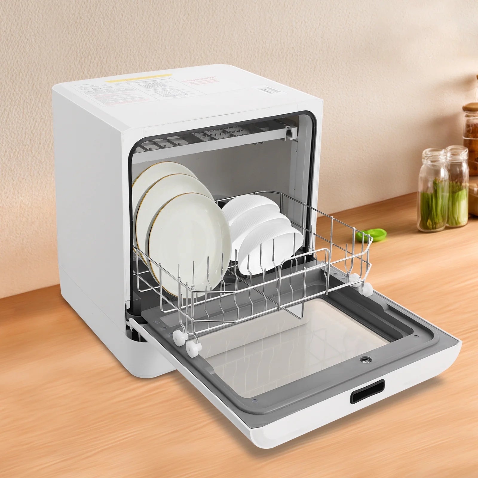 White Portable Mini Dishwasher, Countertop Dishwasher, Household Mini Dishwasher for Homes, Apartments