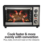 Hamilton Beach Countertop Toaster Oven with Convection & Rotisserie, Extra Large Capacity, Black