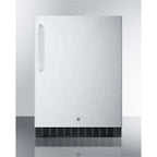 Outdoor all-refrigerator for built-in use, with lock, digital thermostat, towel bar handle, and stainless steel wrapped exterior
