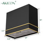 Akicon Range Hood 36 Inch, Ultra Quite Stainless Steel Kitchen Hood, Wall Mount Square Vent Hood with LED Light and Dishwasher-Safe Filters, Hood Vents for Kitchen, 3 Speeds, 600 CFM (AK-HS36HB-SWG)