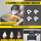 SIHAO 1200W Commercial Ice Cream Machine Countertop 18L/H Soft Serve Ice Cream Maker with LED Display