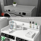 S-HOME Large Space 2-Tier Washer and Dryer Countertop with 2.75 Inch H Guard, 54 Inch W x 27.5 Inch D Topper for Laundry Room