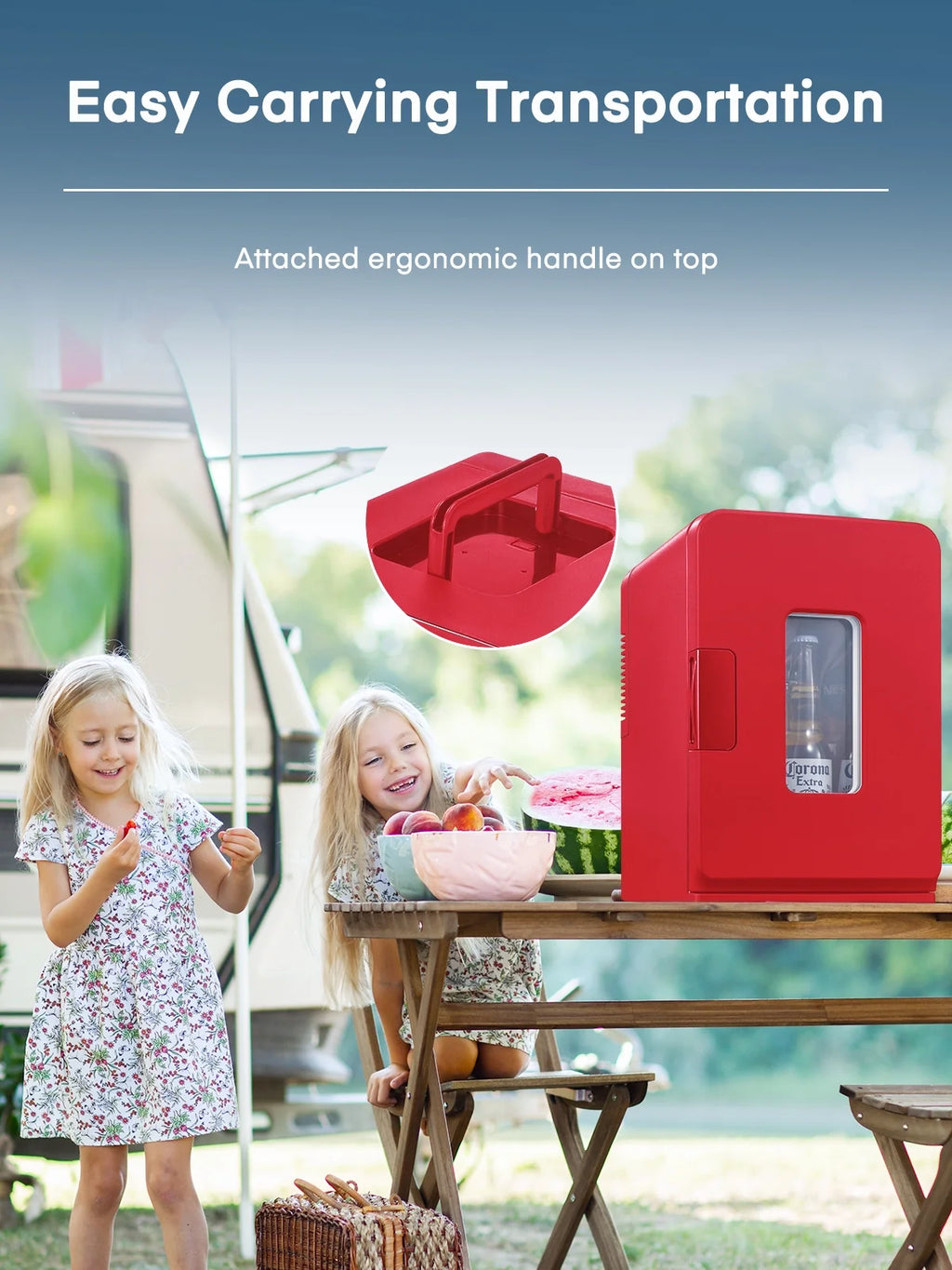 15L Mini Fridge, 21 Can Bedroom Refrigerator, Portable Cooler &Warmer, Beverage & Skincare, 110V/12V, Black