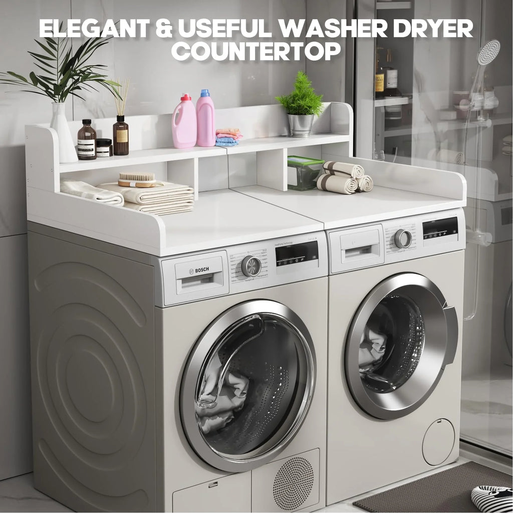 Washer Dryer Countertop with Non-slip Pads,Depth Double Layer Organizer for Washer and Dryer Laundry Hamper Counter Storage,Gray�� Matte