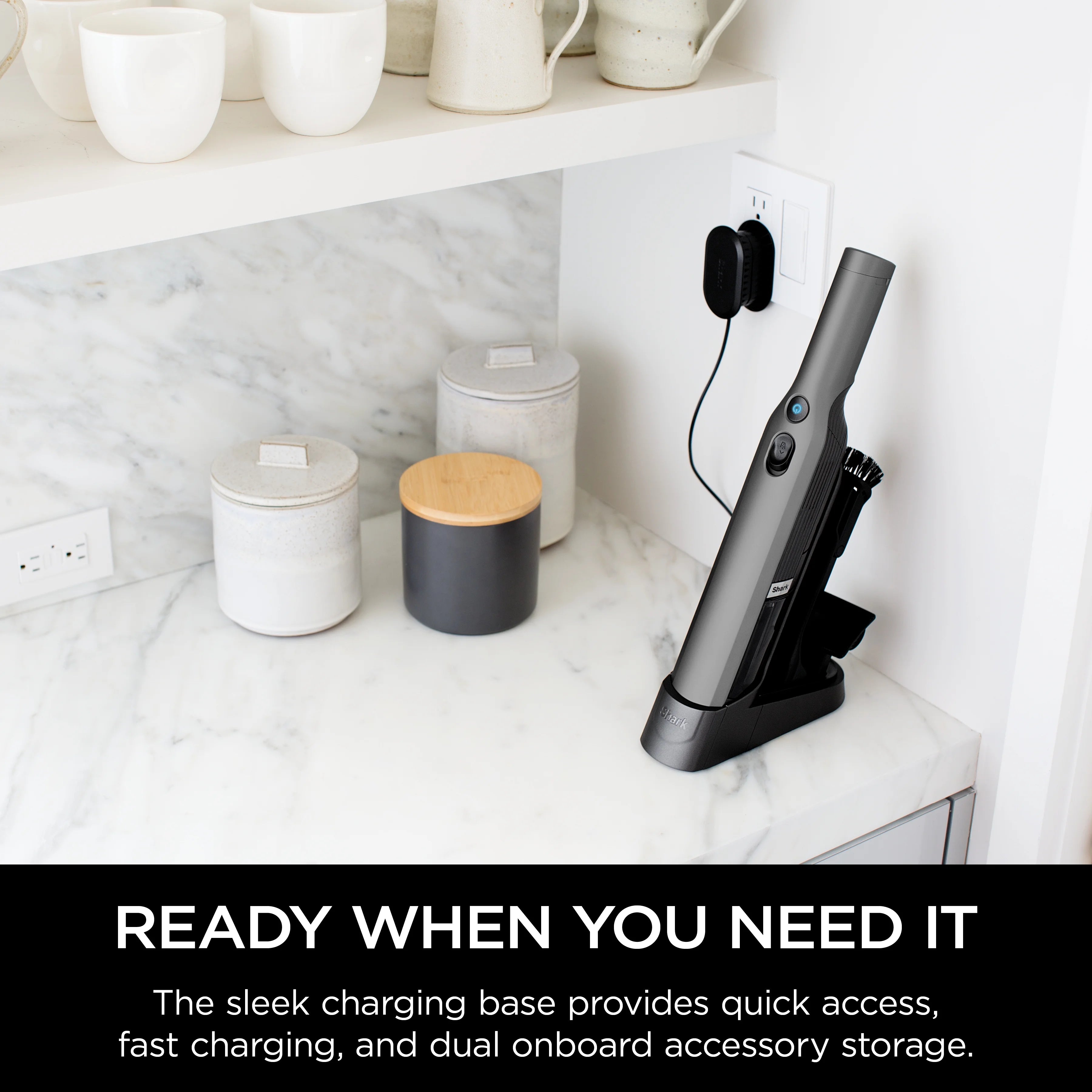 Shark Cordless Handheld Vacuum , Wandvac, for Pet Hair, Carpet & Car, Powerful suction, high speed brushless motor, ultralight weight, with easy emptying and charging dock, WV200, Graphite