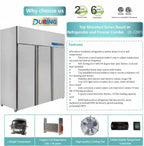DURING 72" Commercial Refrigerator Freezer Combo, 3-Door Solid Door Reach-In, 54 Cu.ft Upright Fridge Freezer