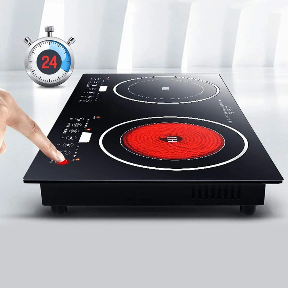 Anqidi 2400W Double Induction Cooktop, Portable Countertop Digital Electric Induction Cooker w/8 Gear Firepower 110V