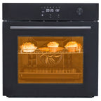 Single Wall Oven 24" Built-In Electric Ovens, 66L Capacity, 3000W, 8 Baking Modes, 3D Surround Heating With Double-Layered Glass Door, Touch Control