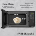 Farberware Countertop Microwave Ov 1100 Watts, 2.2 cu ft - Smart Sensor With LED Lighting and Child Lock - Perfect for Apartments and Dorms - Easy Clean Black Interior, Stainless Steel