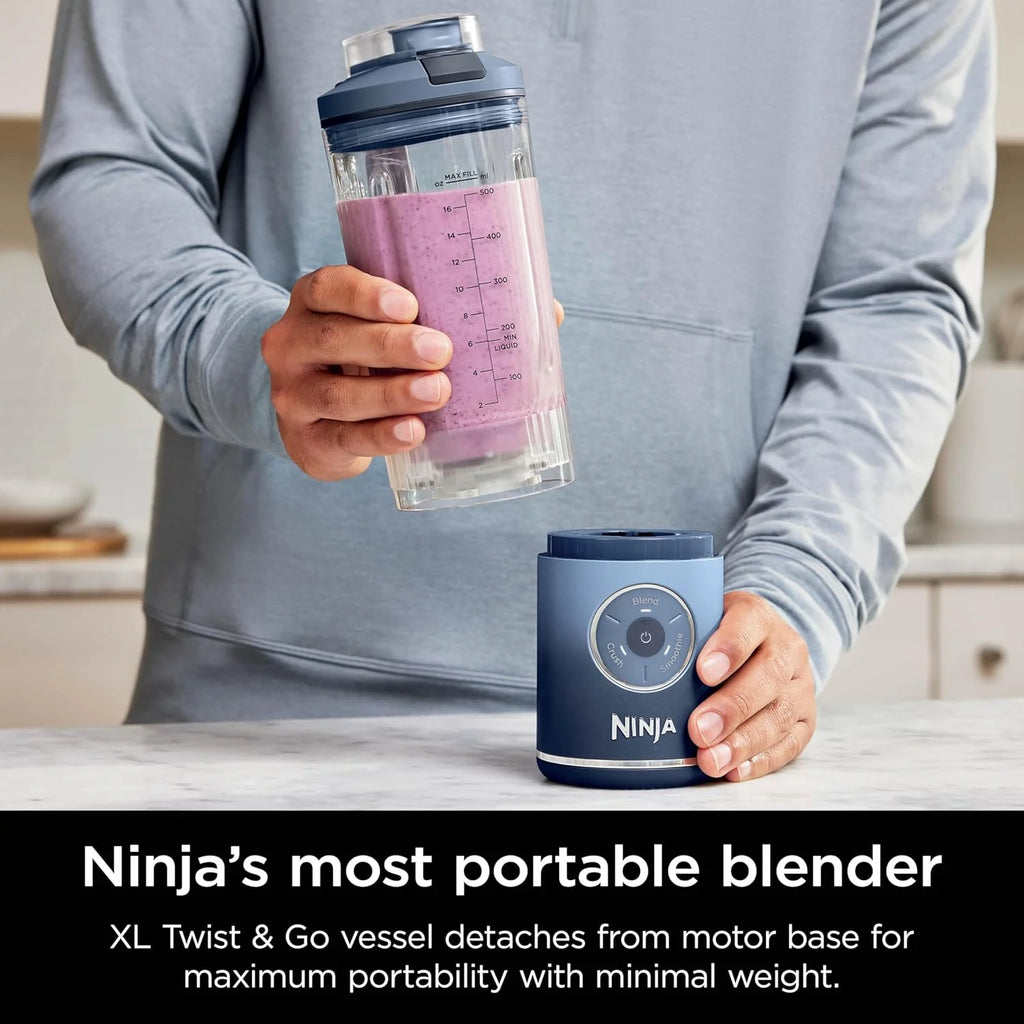 Restored Ninja BC251NV Blast Max Personal Cordless Blender for Smoothies, Blend, Ice Crush, 22 oz. Twist & Go Vessel, Navy (Refurbished)
