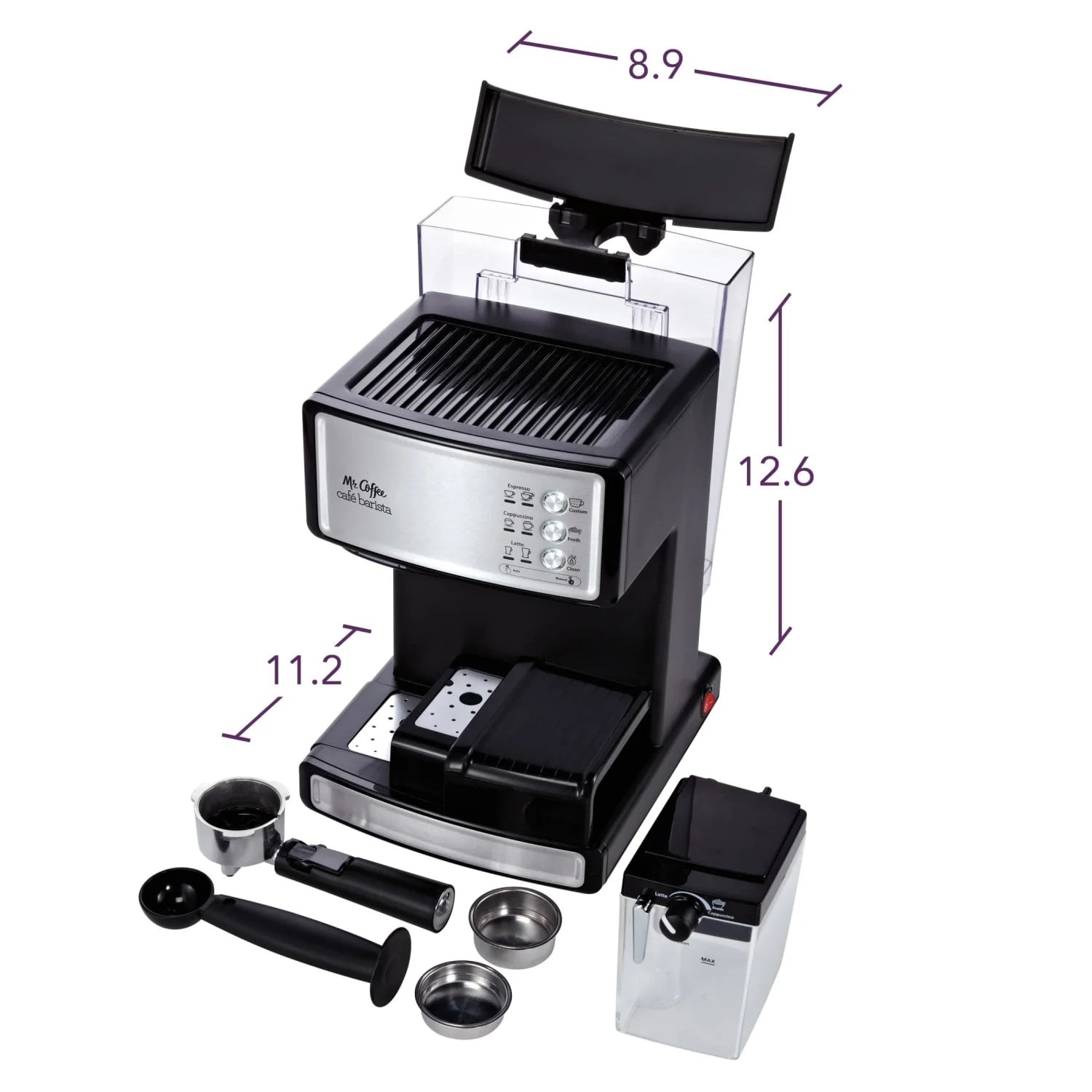 Mr. Coffee New Cafe Barista Black & Silver Premium Espresso/Latte/Cappuccino Maker
