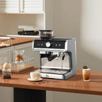 Espresso Coffee Machine with Grinder, 20 Bar Semi-Automatic Espresso Maker with Milk Frother Steamer Wand for Cappuccino, Latte, Macchiato, 2.8 L Water Tank, PID Temperature Control, Silver