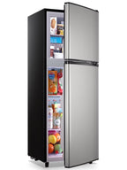 Tacool Small Mini Fridge with Top Freezer Compact Refrigerator Dual Door with Adjustable Thermostat Black for Home New
