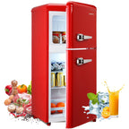GGTB 3.0 Cu.Ft Two Door Small Refrigerator with Freezer, Compact Retro Small Refrigerator for Dorm, Office, Bar, RV, Bedroom, Blue