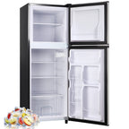 CALLIEVER 2-Door Mini Fridge with Freezer,5.0 Cu.Ft Compact Refrigerator for Dorm,Bedroom,Office�C7-Level Temp Control,Reversible Door,Black